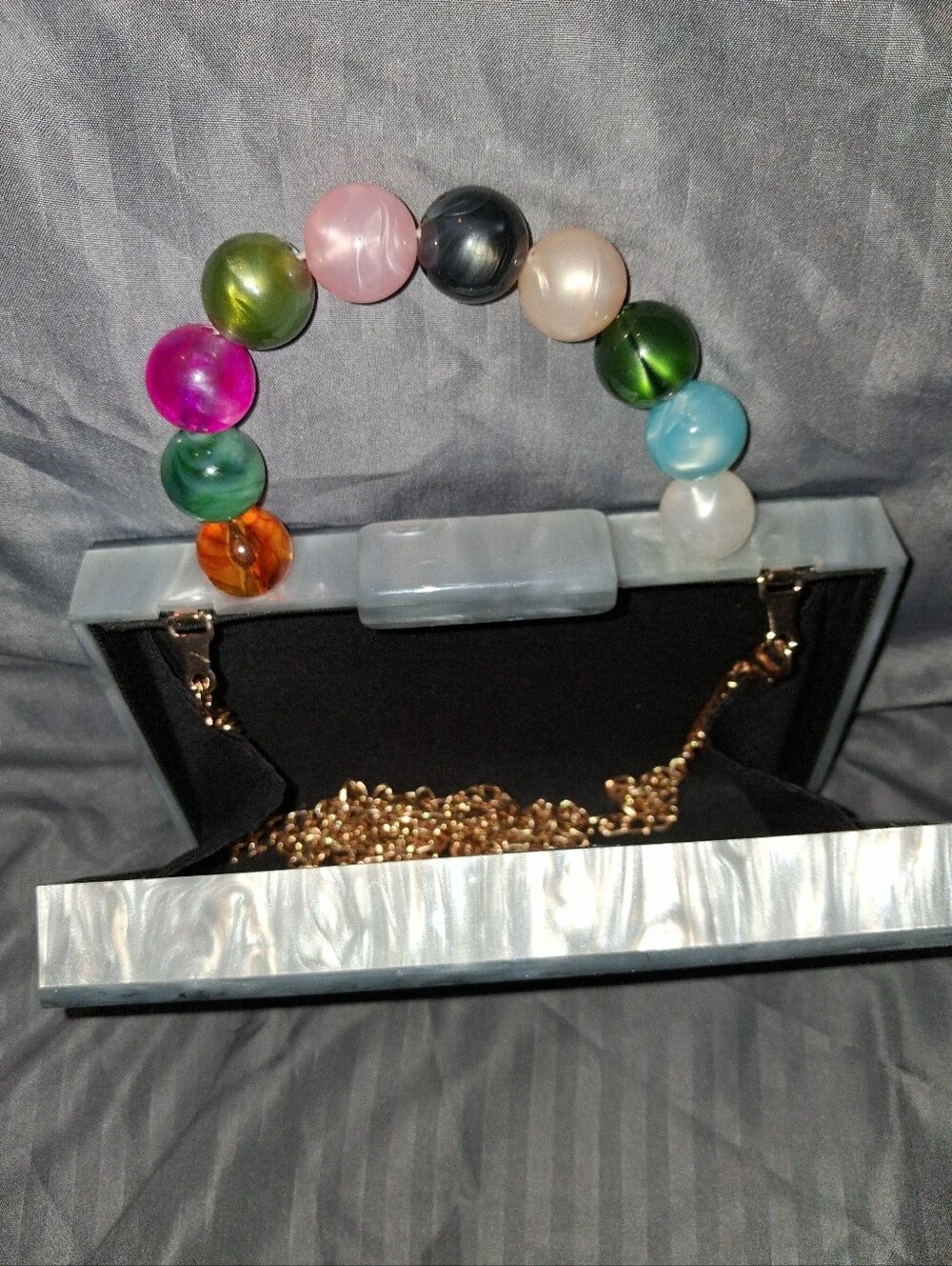 Colorful Beaded Wristlet Clutch - Multicolor